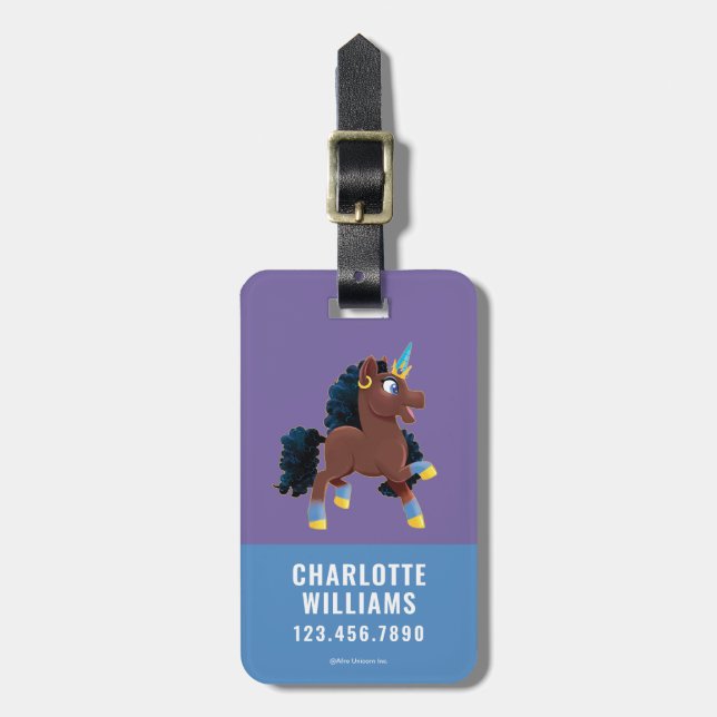 Étiquette À Bagage Afro Unicorn | La magie (Devant Vertical)