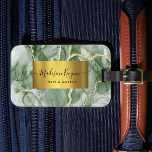 Étiquette À Bagage Agate d'or vert