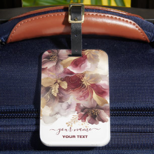 Étiquette À Bagage Agate floral de Parties scintillant de Bourgogne e