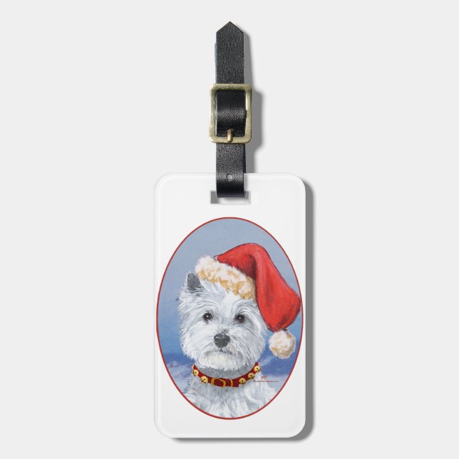 Étiquette À Bagage Aide du Père Noël Westie (Devant Vertical)