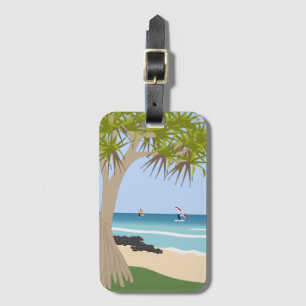 Étiquette À Bagage Aile surfeurs à huile Pandanus Tree à la plage