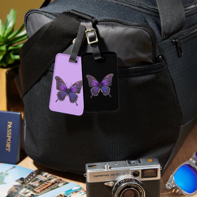 Étiquette À Bagage Ailes rides : Papillon pourpre (Recto & Verso)