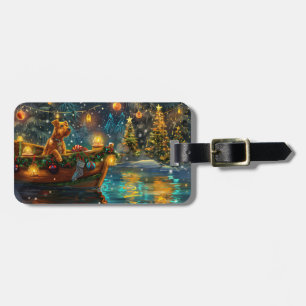 Étiquette À Bagage Airedale Noël Festival Voyage