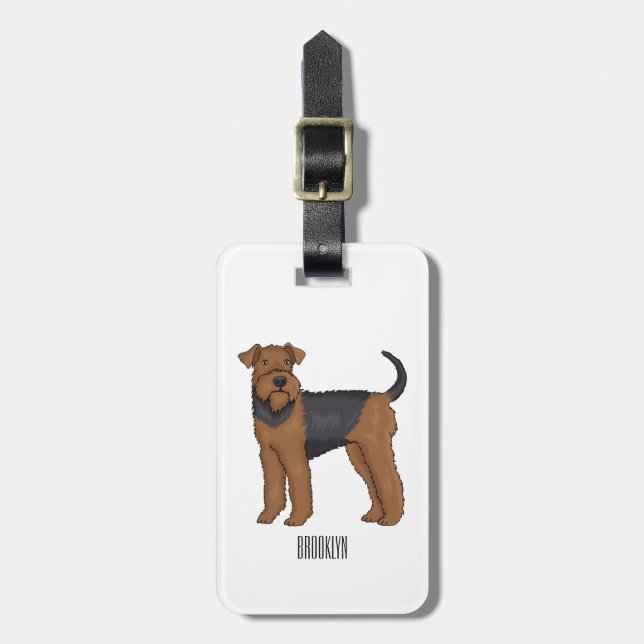 Étiquette À Bagage Airedale terrier dog cartoon (Devant Vertical)