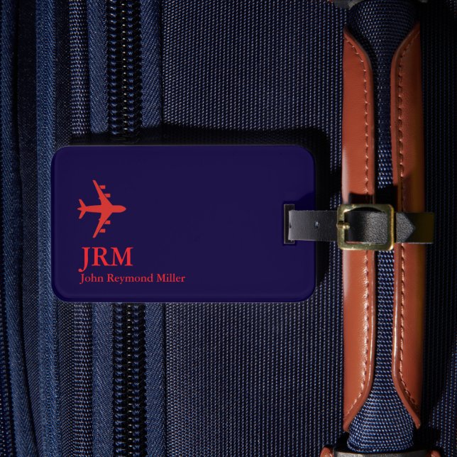 Étiquette À Bagage Airplane Red Airline Aviation Monogrammed  (Insitu Rectoal 4)
