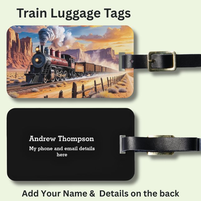 Étiquette À Bagage Ajouter nom et détails - Train à vapeur dans le dé (Créateur téléchargé)