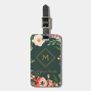 Étiquette À Bagage Ajouter un nom Élégant Moderne Personnalisé Floral