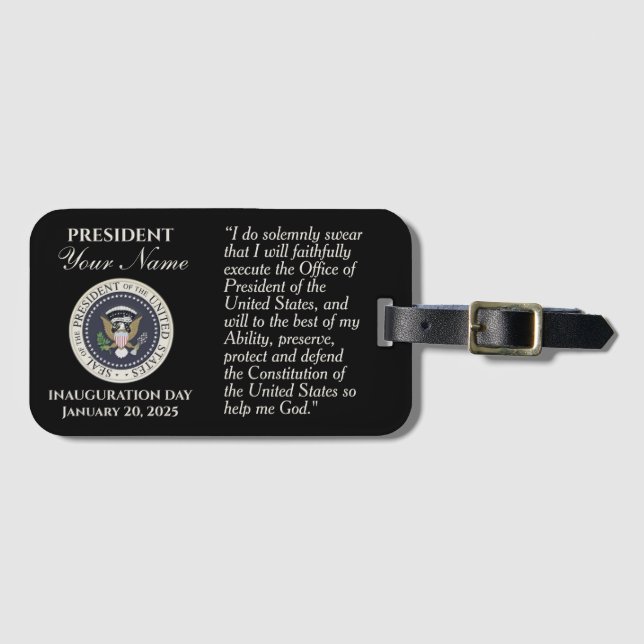 Étiquette À Bagage Ajouter un nom Jour de l'investiture 20 janvier 20 (Devant Horizontal)
