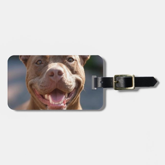 Étiquette À Bagage Ajouter une Personnaliser photo Pit Bull (Devant horizontal)