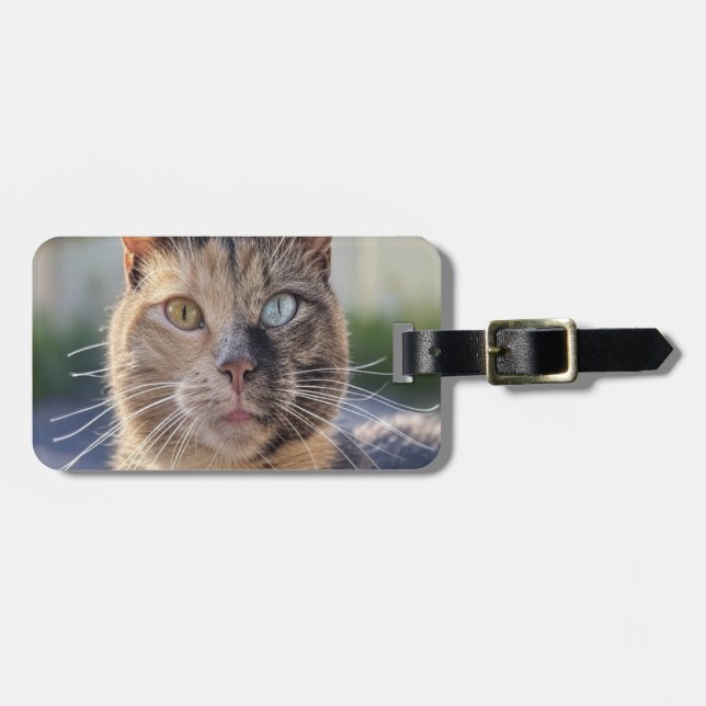 Étiquette À Bagage Ajouter une photo de chat Personnaliser (Devant horizontal)