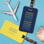 Étiquette À Bagage Ajouter Votre Nom Fun Color Gradient<br><div class="desc">Voyagez dans le style avec cette étiquette de bagage avec votre nom dans un dégradé de couleurs. Vous pouvez même changer les couleurs à celles de votre choix en cliquant sur le bouton "modifier". Personnalisez-le en remplaçant le texte de l'espace réservé. Pour plus d'options comme changer la police et sa...</div>