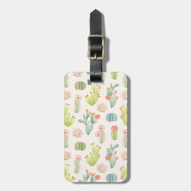Étiquette À Bagage Ajoutez votre cactus et Succulent en pastel | mous (Devant Vertical)