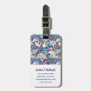 Étiquette À Bagage Ajoutez votre motif bleu tropical nommé de