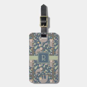 Étiquette À Bagage Ajoutez votre motif floral   mignon initial de