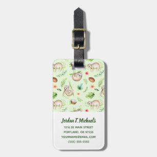 Étiquette À Bagage Ajoutez votre motif   tropical nommé de paresse de