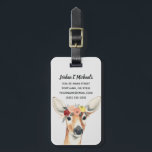 Étiquette À Bagage Ajoutez votre nom | Cerf forestier de la Couronne<br><div class="desc">Cette impression d'aquarelle présente un portrait doux d'un cerf orné d'une couronne de fleurs | Par Grace Popp. ID d'image : 119767GG</div>