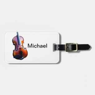 Étiquette À Bagage Ajoutez votre nom texte brun amateur de violon mus