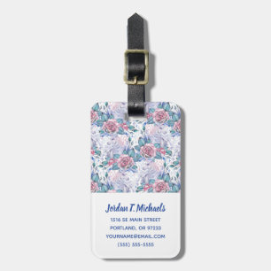 Étiquette À Bagage Ajoutez votre   nommé rose et motif de rose de
