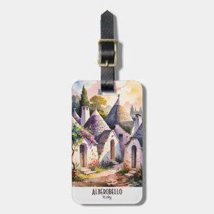 Étiquette À Bagage Alberobello Italie Trulli Aquarelle Texte personna