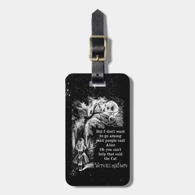 Étiquette À Bagage Alice au pays des merveilles ; Chat de Cheshire (Devant Vertical)