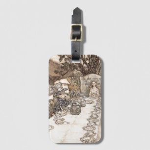 Étiquette À Bagage Alice dans le chapelier fou d'illustration du pays