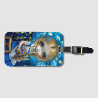Étiquette À Bagage "Alice dans un nocturne de Van Gogh"