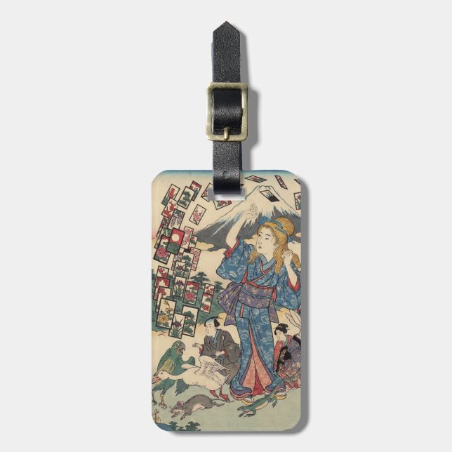 Étiquette À Bagage Alice Lost in Japan | Ukiyo-e Floating Wonderland (Devant Vertical)