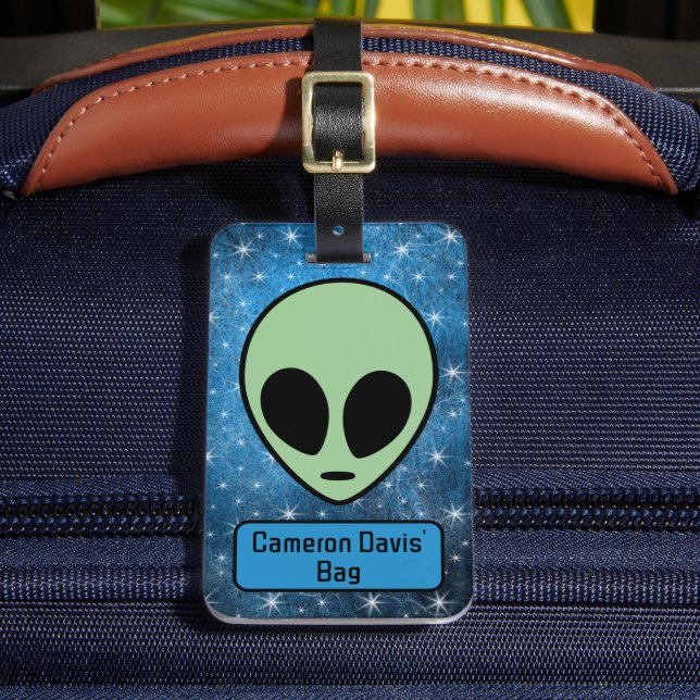 Étiquette À Bagage Alien vert amusant Personnalisé (Insitu Rectoal 2)