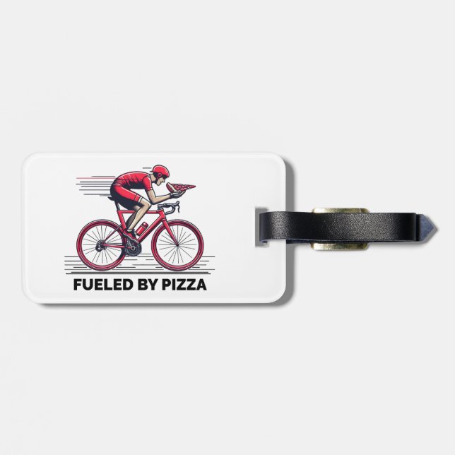 Étiquette À Bagage Alimenté Par Pizza Cyclist (Dos horizontal)