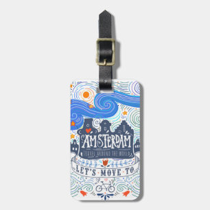 Étiquette À Bagage Allons à Amsterdam