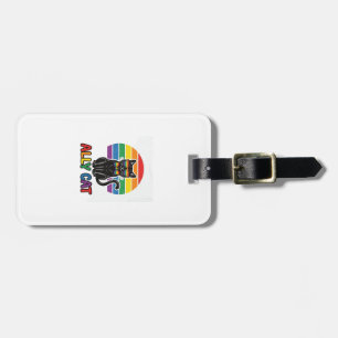 Étiquette À Bagage Ally Cat Rainbow Pride Vintage Chat Design de T-sh