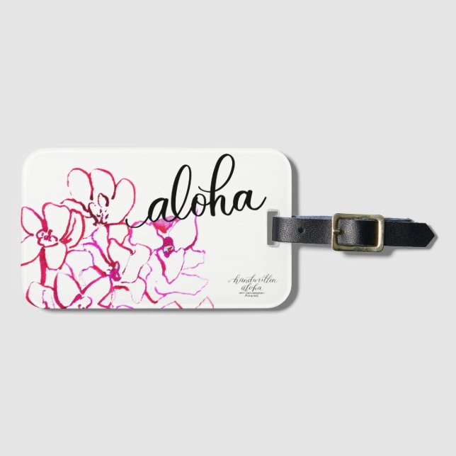 Étiquette À Bagage Aloha étiquette moderne de bagage de fleur (Devant Horizontal)