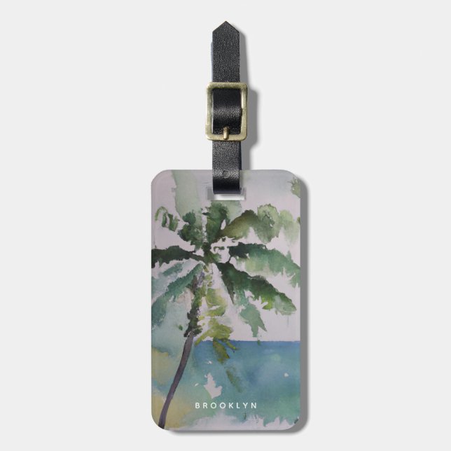 Étiquette À Bagage Aloha Hawaiian Aquarelle personnalisée (Devant Vertical)