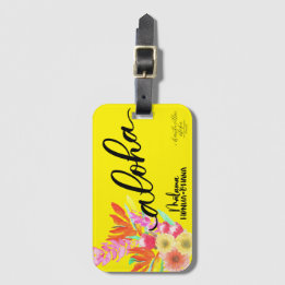 Étiquette À Bagage Aloha Yellow Tropical Tag - Malama Honua Ohana