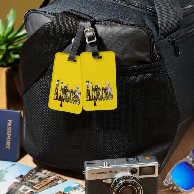 Étiquette À Bagage Alpaca jaune, (Recto & Verso)