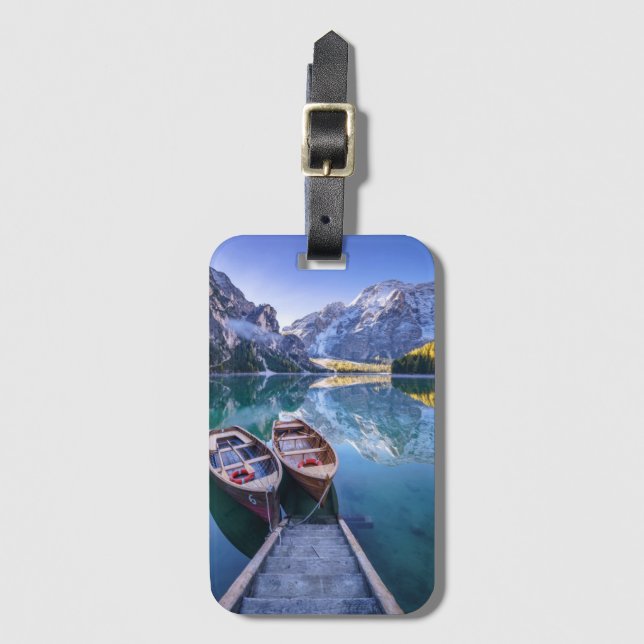 Étiquette À Bagage Alpes de dolomite du lac | Braies, Italie (Devant Vertical)
