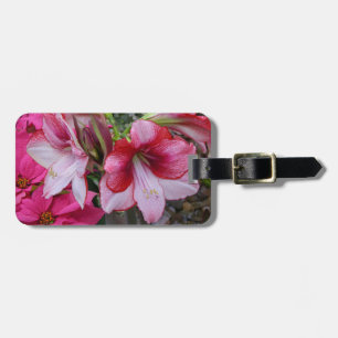 Étiquette À Bagage Amaryllis et Poinsettia Fleurs de Fêtes Rouges