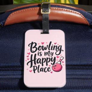 Étiquette À Bagage Amateur de Bowling Design Rétro Mignon Sportif