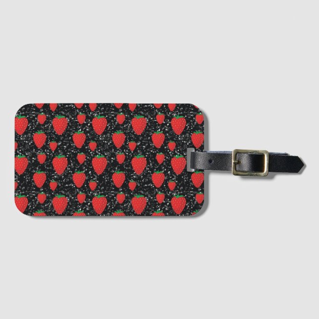Étiquette À Bagage Amateurs de Fruits Rouges de Fraise Élégants (Devant Horizontal)