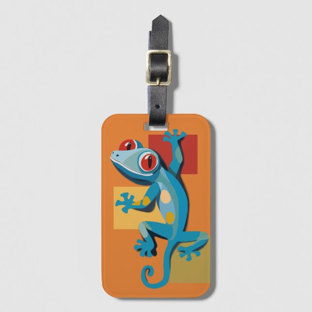 Étiquette À Bagage Amateurs de reptiles Gecko Bleu (Devant Vertical)