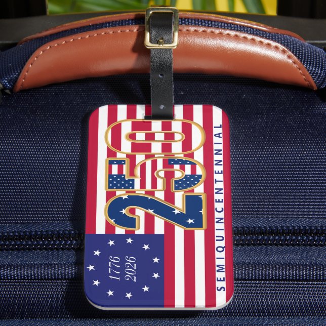 Étiquette À Bagage America 250th Semiquincentennial 1776 2026 Us Flag (Insitu Rectoal 2)