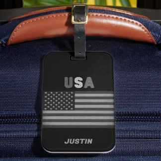 Étiquette À Bagage American Flag Custom Name