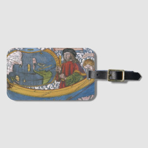 Étiquette À Bagage Amerigo Vespucci Explorateur sur une carte des Amé