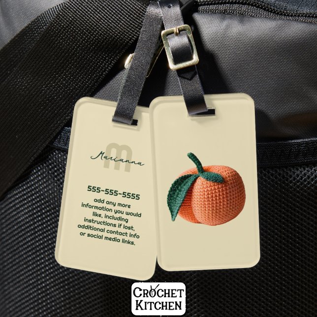 Étiquette À Bagage Amigurumi Crochet Peach minimal tendance (Créateur téléchargé)