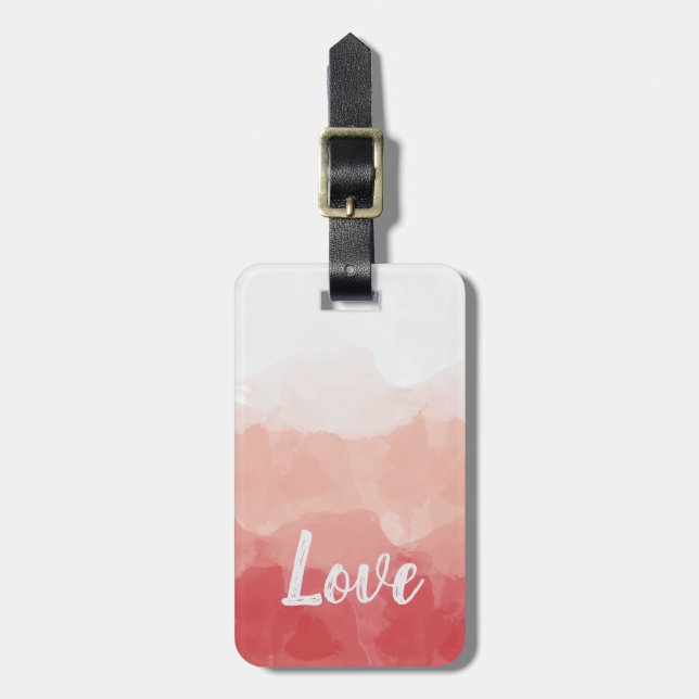 Étiquette À Bagage Amour à l'aquarelle rose (Devant Vertical)