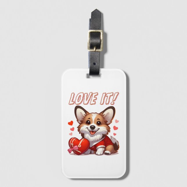 Étiquette À Bagage Amour de Corgi Mignon (Devant Vertical)