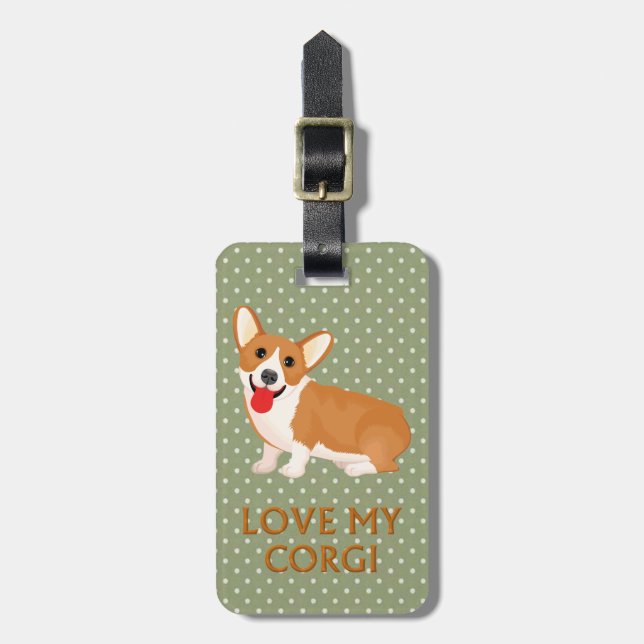 Étiquette À Bagage amour du chien corgi (Devant Vertical)