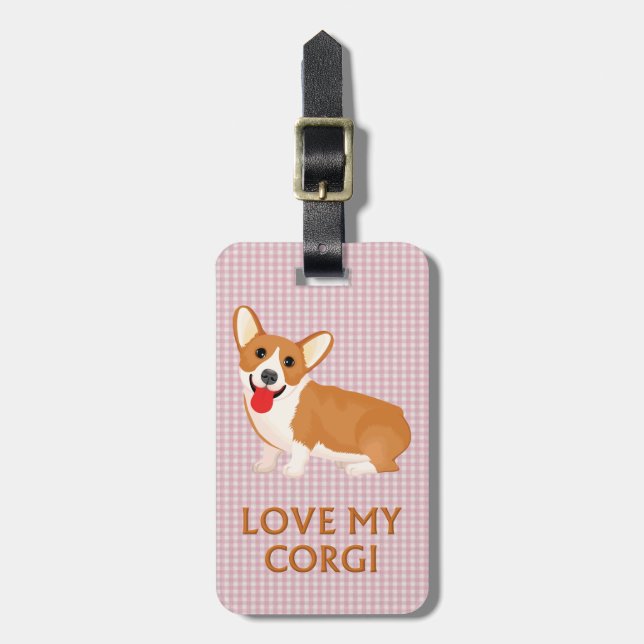 Étiquette À Bagage amour du chien corgi (Devant Vertical)