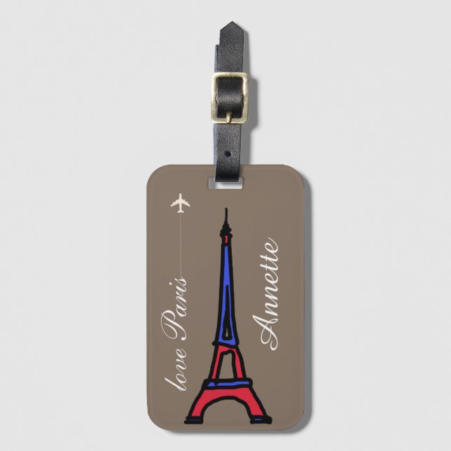 Étiquette À Bagage amour Paris (Devant Vertical)