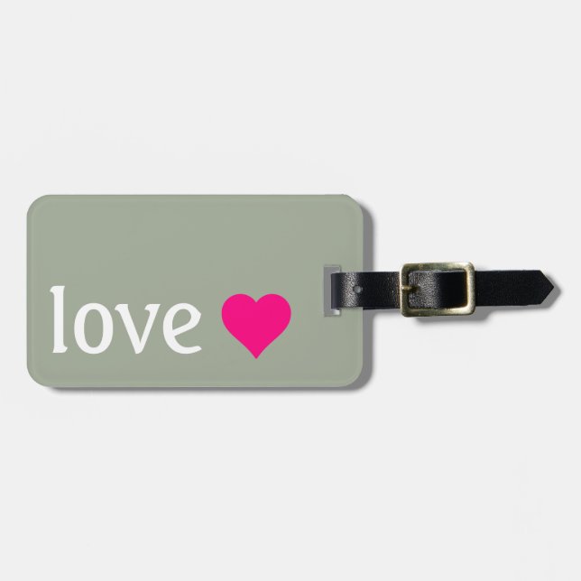 Étiquette À Bagage Amour personnalisé avec un coeur rose vif (Devant horizontal)